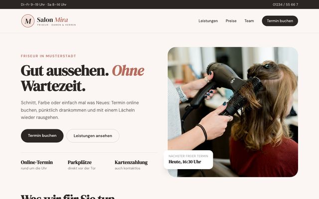 Nachher: Friseur-Website von Am Websitekai 1