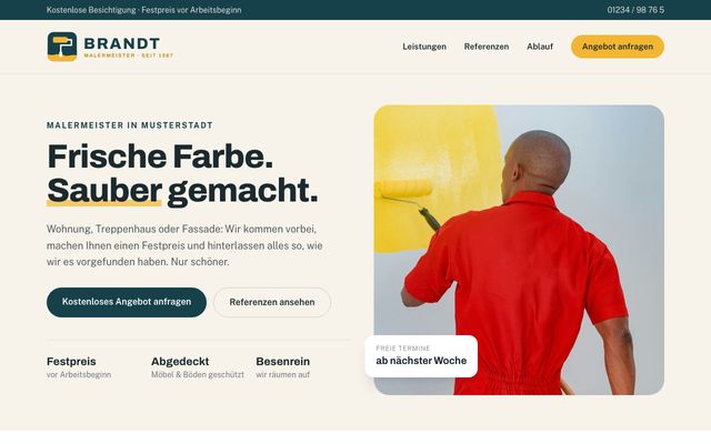 Nachher: Malerbetrieb-Website von Am Websitekai 1
